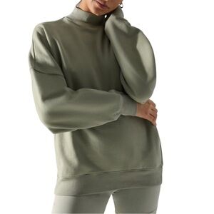 TNA Aritzia Sage Green Women's Cozy Collared Sweatshirt Sweater